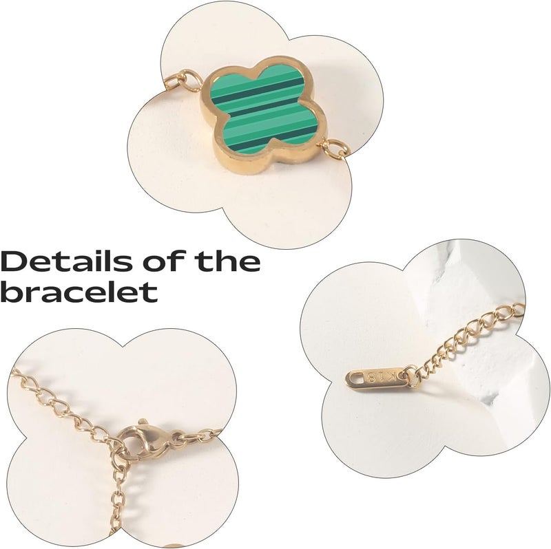 GRBeid double sided 18K Gold Plated Clover Bracelet for Women, Dupe Four Leaf Flower Lucky Chain Bangle, Cute Jewelry Gift for Her Mom Wife - Image 4